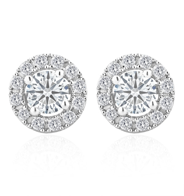 Halo Lab Diamond Earrings 1.00ct H/Si in 9K White Gold